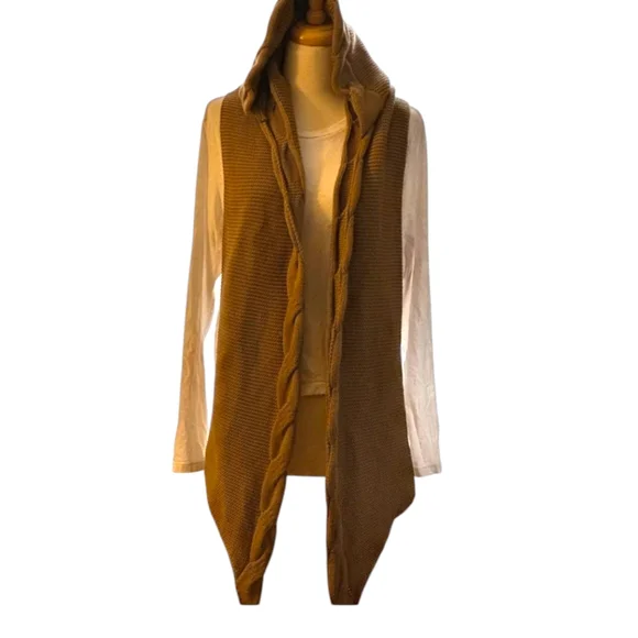 NEW Anthropologie Camel Tan Hooded Scarf / Winter Wrap - Picture 6 of 7